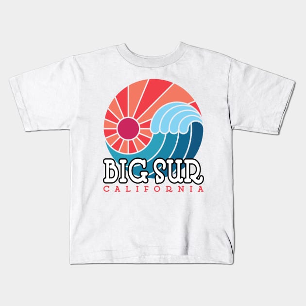 Big Sur California Wave Kids T-Shirt by Happy Shirt